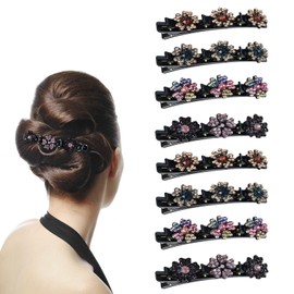 8PCS Sparkling Crystal Stone Braided Hair Clips - Decorative Hair Clips Suitable for Thick and Thin Hair, Girls/Women Hair Accessories, For Styling Partitions