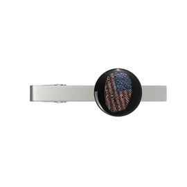 American Flag Fingerprint - Print on Back Silver Tie Clip Tie Bar Veteran Gift