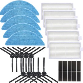 GFHGJH 30 Piezas de Repuesto para ILIFE Robot Aspirador V3 V3s V5 V5s V5s Pro, Incluye 5 filtros HEPA y 10 cepillos Laterales, 10 velcros y 5 Ropas...