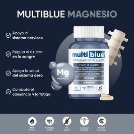 Multiblue Magnesio Con Vitaminas Fortalece Huesos 60caps Sabor Sin Sabor