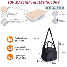 JSTHHTT Insulated Lunch Bag for Women Men Ladies Kids 9.5L, Cooler Bag, Cool Bag Lunch Box Container Tote Bags, Thermal Leak-Proof Lunch Organizer for School Outdoor Picnic Work