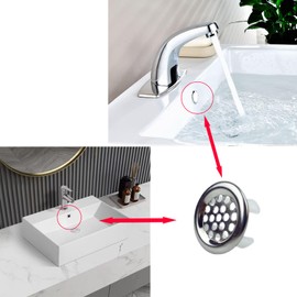 4 Pack Sink Overflow Trim-Ring Stainless Steel Bathroom Kitchen Basin Hole Insert, Honeycomb Round Cap (Silver)