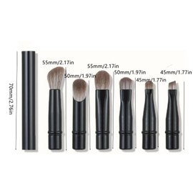 Travel Makeup Brushes Mini Set,6 in-1 Make Up Brushes Set，Professional Foundation Brush Blush Brush Eyeshadow Powder Brush with Makeup Brush Cover and Case for Foundation Concealer and Powder
