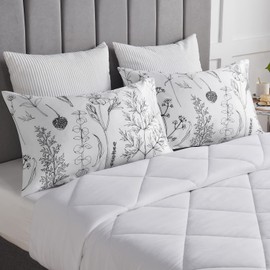 EXQ Home Satin Pillowcase Silky Satin Pillowcase for Hair and Skin,Soft Cooling Printed Pillow Cases Queen Size Set of 2 Satin Pillow Case with Envelope Closure Flowers with White Background