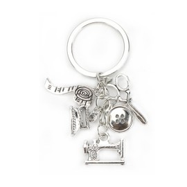 Silver Sewing Machine And Scissors Keychain, Funny Keychain, Beautiful Keychain, Sewing Lover Keychain, Gift That Makes You Proud, silver, S