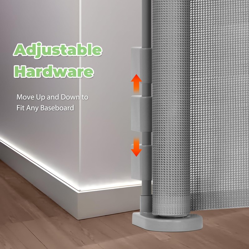 Reinforced 120" Extra Wide Retractable Baby Gate with Support Rods