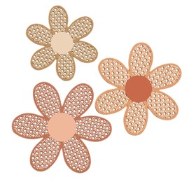 CORHAD 3pcs Wooden Daisy Flower Wall Decor Rustic Room Decoration for Living Room Bedroom and Study Creative Floral Design for Aesthetic Home Style