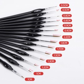 14 Pieces Fine Detail Paint Brush Miniature Painting Brushes Kit Mini Paints Brush Set for Acrylic, Watercolor, Oil, Face, Nail, Scale Model Painting, Line Drawing - Black