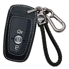 ontto Leather Key Fob Cover Fit for Ford Explorer Fusion Escape Edge Expedition F150 F250 F350 F450 F550 Maverick Mustang Key Remote,Antiscratched Car Key Shell Case,Type-A-Black