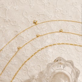 NECOCY Gold Stacking Necklaces 14K Gold Plated Stackable Necklace Sets Figaro Chain Choker Star Necklace Dainty Cubic Zirconia Chain with Pendant Non Tarnish Gold Jewelry Set for Mother's Day