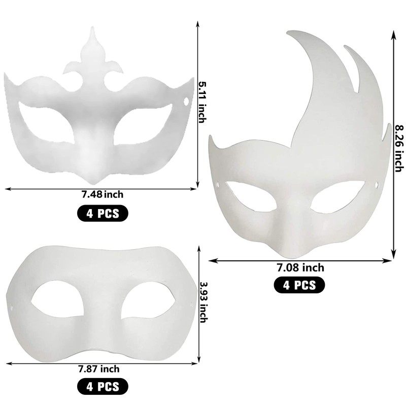 CSPRING CSPRING 12PCS Cute Paper Face Paintable White Plain DIY
