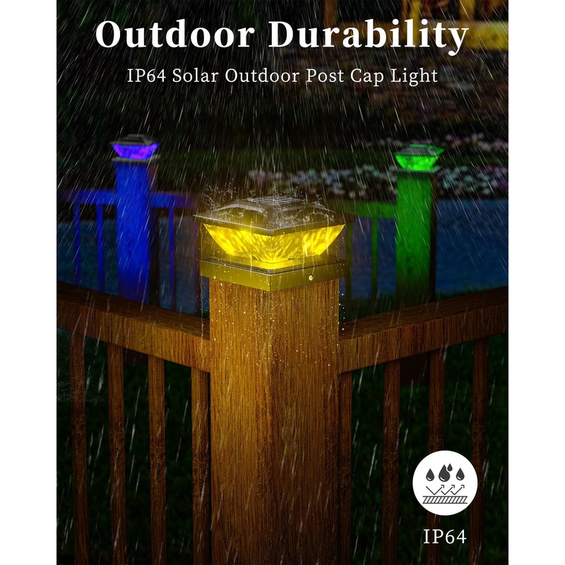 Ofuray Solar Post Cap Lights,4Pack Fence Deck Post Cap Solar