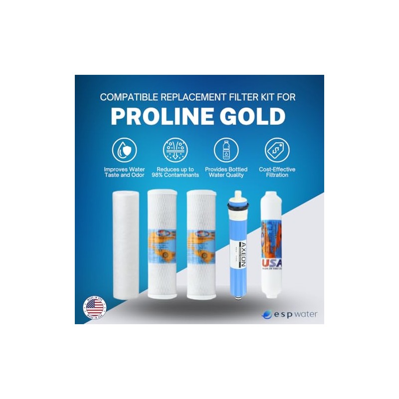 Compatible Proline Gold RO Filter Replacement Kit - Reverse Osmosis