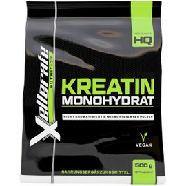 Xellerate Creatin Monohydrat Pulver 500g - 166 Anwendungen - Kreatin Monohydrat in Mikronisierter Qualität - Creatine Monohydrate - Messlöffel Inklusive - Hergestellt in Europa