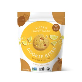 Alice's Sweet Tooth Lemon Almond Cookie Bites - Gluten-Free, Vegan, Crunchy Mini-Cookies - Plant-Based, Dairy-Free, Grain-Free, Soy-Free, Kosher – 5.0 ounces