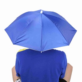 Fishing Gardening Umbrella Hat, 25.5'' Diameter Head Umbrella Folding Sun Rain Adjustable Multifunction Outdoor for Camping Fishing Gardening Hiking Cycling Beach (Blue)