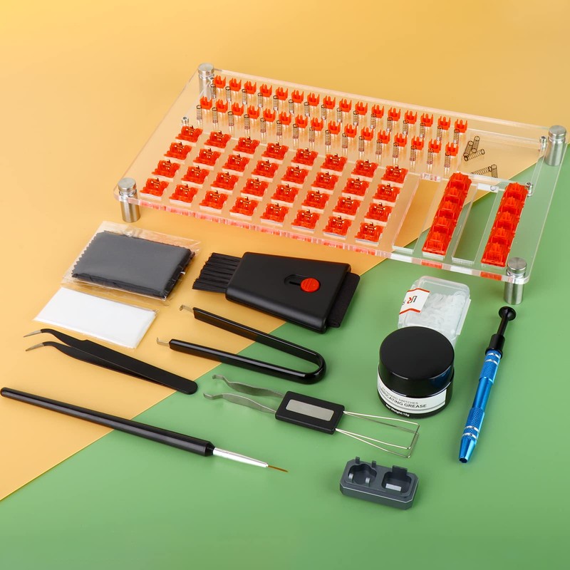 RunJRX YIMAGUJRX 32 Switches Acrylic Lube Station,Keyboard Lube Kit,Switch Opener,Switch