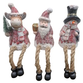 Fachhandel Plus Decorative figures, edge stool, Santa Claus, snowman, elk, Christmas decoration, indoor shelf figures