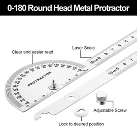 Nortools Stainless Steel Angle Protractor -180° Two Arm Ruler Adjustable Finder Angle Protractor Ruler Woodworking Machinist Measure Tools((10 cm/ 3.94 Inch)