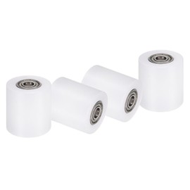 sourcing map 4Pcs Nylon Roller Wheel with Bearings, 3/8" Bore x 1-13/16" Width x 2" Length, CNC Guiding Wheel Flat Belt Idler, Nylon Pulley (White)