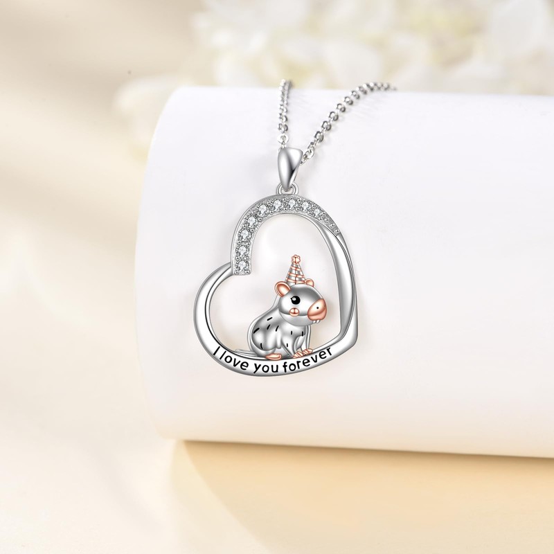 JERWLI Capybara Birthday Gifts 925 Sterling Silver Capybara Neckalce Jewelry