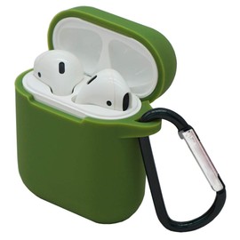 AirPods Case,with Keychain Easy Outdoors,HappyCover Thicken Shockproof 360° Protective Silicone Cover Skin with Integrated Dust Plug Compatible for Airpods Charging Case 2 & 1 (Olive Green)