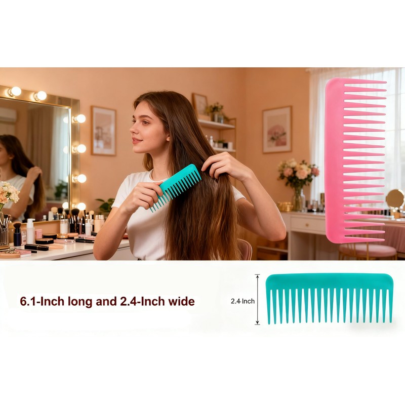 3pcs Large Hair Detangling Comb, Wide Tooth for Curly Hair,