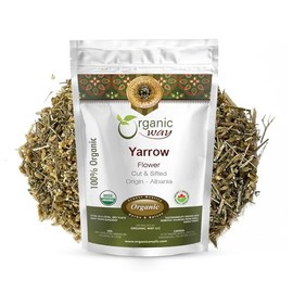 Organic Way Yarrow Flower Cut & Sifted (Achillea millefolium) - Herbal Tea | European Wild-Harvest | Kosher & USDA Certified | Vegan, Non-GMO & Gluten Free | 100% Raw from Albania (1/2LBS / 8Oz.)
