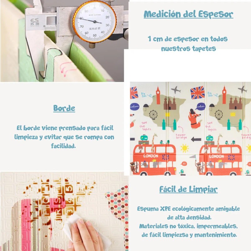 Tapete De Juego Plegable 1.55 X 2.00 Para Bebés Doble