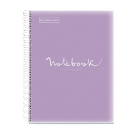 Miquelrius - Notebook A4 Notebook Emotions 120 Sheets 90 g/m², Horizontal Stripes 7 mm, 5 Coloured Stripes, Micro-Perforated Spiral, Polypropylene Cover, Lavender