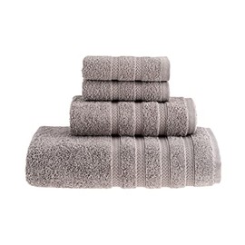 HALLEY Turkish Towels Set (4 Pieces) 650 GSM Highly Absorbent Super Soft 100% Cotton - 1 Bath Towel 1 Hand Towel 2 Washcloths (Gray)