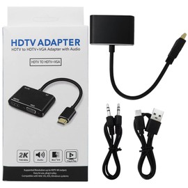 JRSHOME 2025 New HDMI to VGA+HDMI Adapter for Dual Monitors, VGA to HDMI Adapter Splitter 2 in 1,1080P@60HZ Full HD Display Video Converter for PC Laptop Link Monitor/HDTV/Projector, Plug & Play