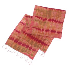 NOVICA Artisan Handmade Silk Scarf Unique from Thailand Accessories Scarves Red Patterned ' Crimson Wilderness'