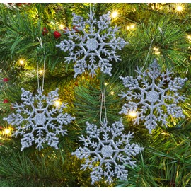 Christmas Concepts® Pack of 12-10cm Glitter Snowflake Hanging Decorations - Christmas Decorations (Graphite)