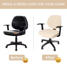 WOMACO Office Computer Chair Cover, Stretch Universal Rotating Rolling Desk Chair Slipcover, Stretchable Office Chair Seat Protector (Beige)