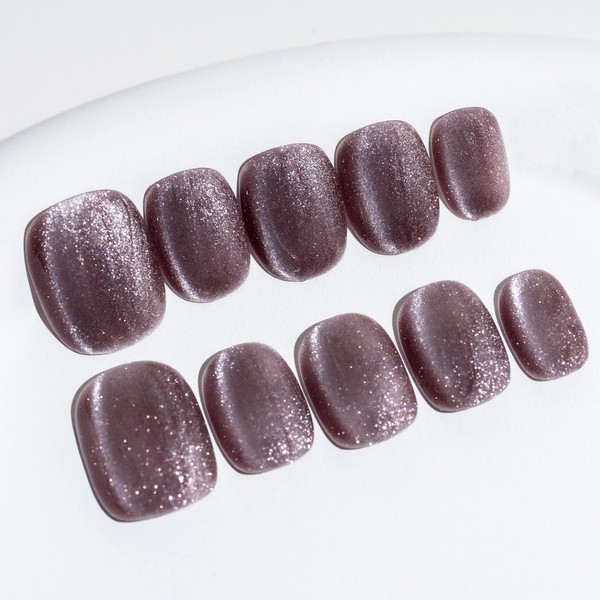 Sun&Beam Nails Handmade Press On Short Round with Grey Taupe