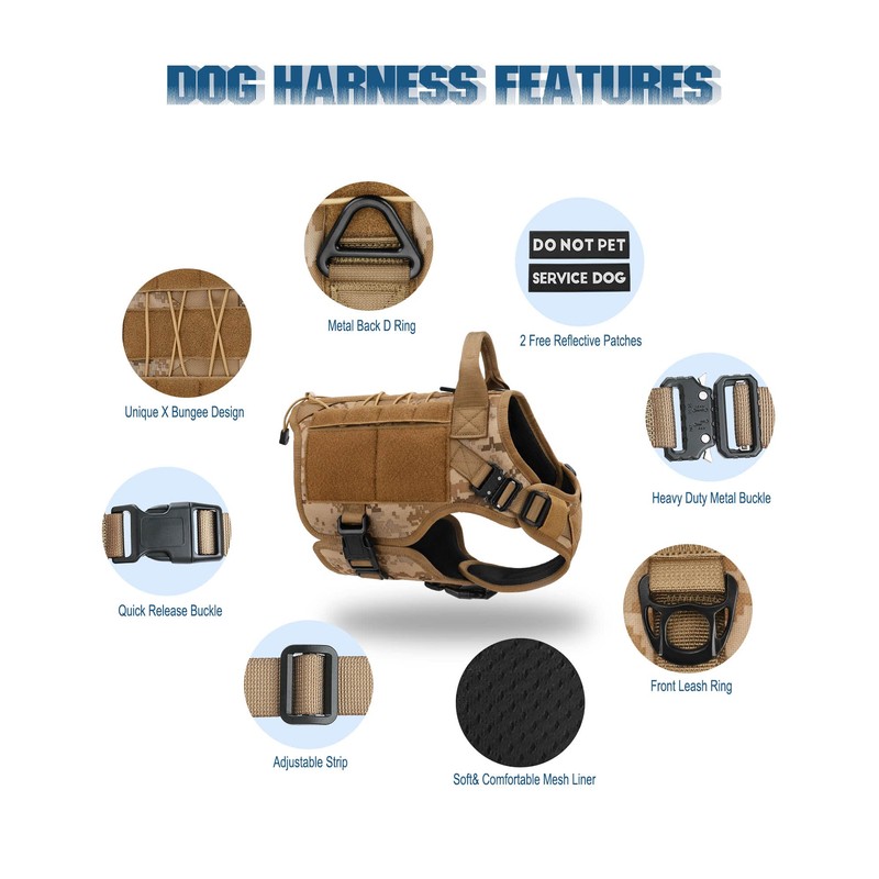 PETNANNY Tactical Service Dog Vest - No-Pull Emotional Support Harness