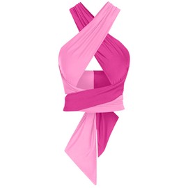 ZAFUL Womens Ribbed Halter Crop Top Ruched Lace-up Cropped Cami Bandana Top Criss Cross Wrap Print Tank Top