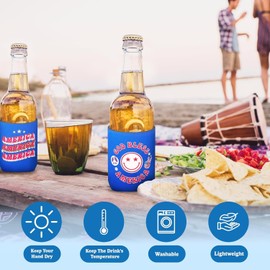 HOUSE OF PARTY 4th of July Can Cooler | 15PCS Beer Can Coolers Sleeves Bulk for Soda Drink Bottle | Patriotic Red White Blue Can Cooler Covers for Independence Memorial Day Party Supplies Decorations