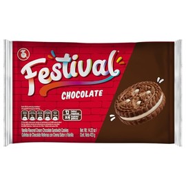 Festival Chocolate Cookies | Cream Chocolate Sandwich Cookies | Natural Dyes & Low Sodium | High Cream Content | 14.6 Oz (Pack of 1)
