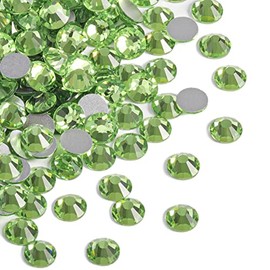 BEADSLAND 1440 piezas de diamantes de imitación de cristal con parte posterior plana, gemas redondas para decoración de uñas y manualidades, luz verde