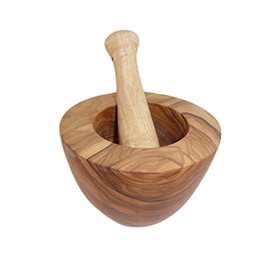 Berard Olive Wood Mortal with Pestle, Beige, 32 x 22 x 22 cm