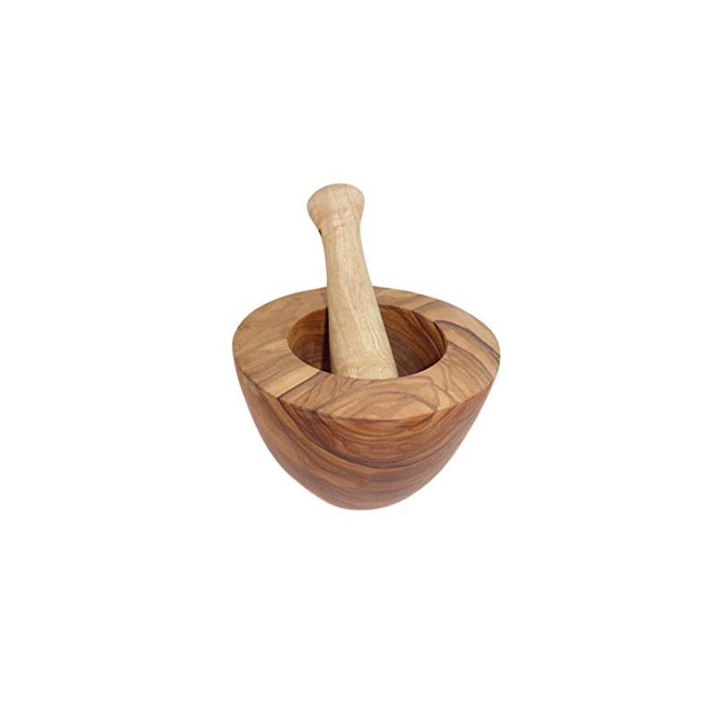 Berard Olive Wood Mortal with Pestle, Beige, 32 x 22