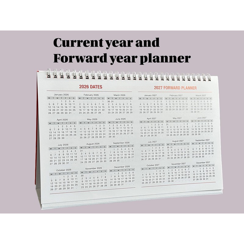 2026 Desktop Calendar Freestanding Flip Month to View Spiral Bound