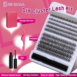 BS-MALL Lash Clusters Kit 8-18mm – Individual Fake Eyelashes Clusters Kit Ultra-Thin Invisible Lash Band Reusable & Durable, Includes 3X Magnifying Mirror and Application Kit Style 04