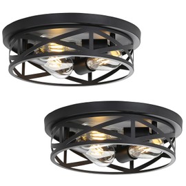 piano7797 13 inch Black Flush Mount Ceiling Light Fixtures,3-Light Modern Hallway Light Fixtures Ceiling, Black Light Fixture Ceiling Mount for Farmhouse,Kitchen, Bedroom 2 Pack
