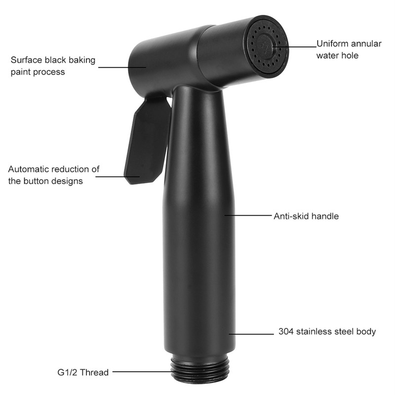 G1/2 Thread Bidet Sprayer Set Stainless Steel Bathroom Toilet Bidet