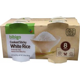 Bibigo Cooked Sticky White Rice, 7.4 Ounce (8 Count) (4 Pack)