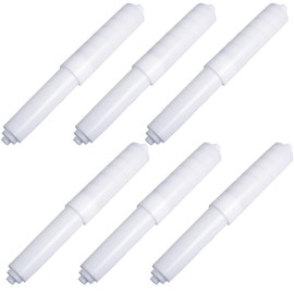 MEETOOT 6PCS 6.1Inch/15.5CM Plastic Spring Loaded Toilet Roll Holder Replacement Toilet Roll Holder Spring Loaded Replacement Lever White Roll Spindle Suitable for Simple Paper Roll Replacement