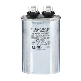TRADEPRO (TP-CAP-15/440) 15 MFD (Microfarads) 440 Volt Oval Single Run Capacitor | 60,000 Hour Operating Life, Aluminum Composition, -40°F to 158°F (-40°C to 70°C) Temperature Range